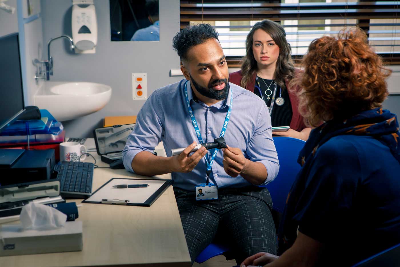 Medicine student on a GP clinical placement, in a consultation with a patient