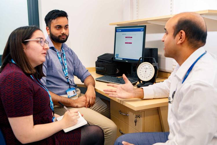 Medical students with a GP at Brough GP Surgery, East Yorkshire