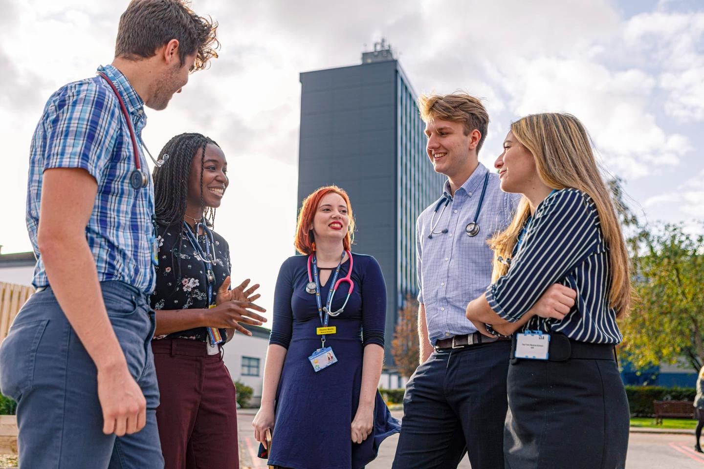 Medical students outside Hull Royal Infirmary