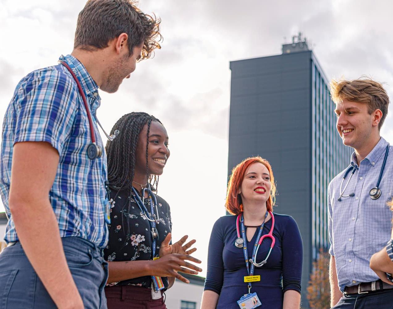 Medical students outside Hull Royal Infirmary
