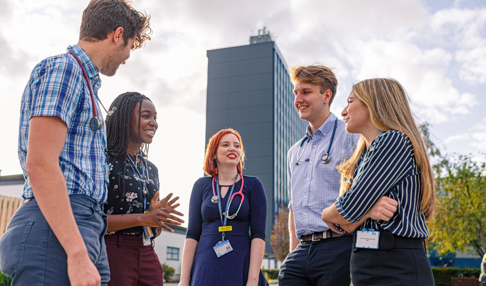 Medical students outside Hull Royal Infirmary