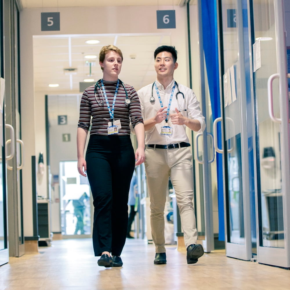 Medicine students on a hospital ward at Hull Royal Infirmary
