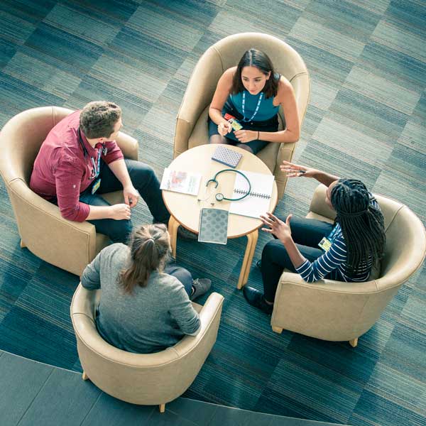 Medicine students having a discussion at Castle Hill Hospital