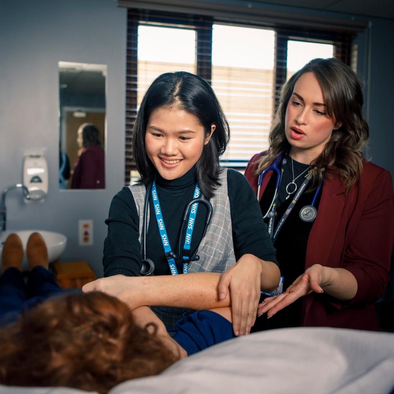 Medicine student on a clinical placement with Dr Laura Cunliffe