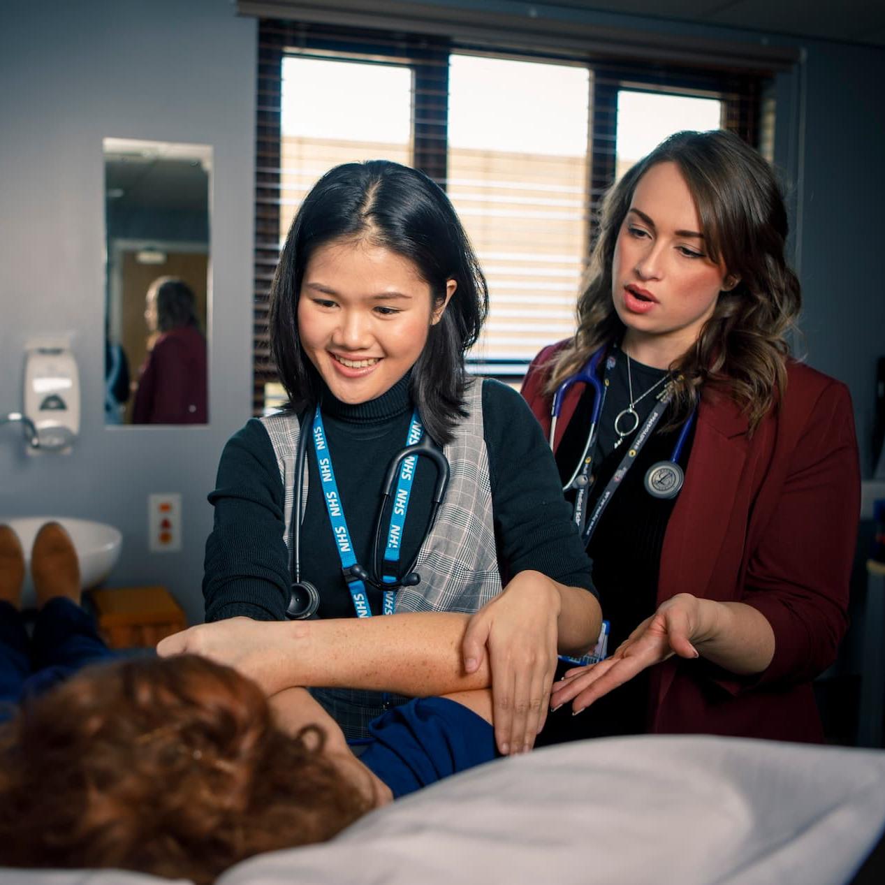 Medicine student on a clinical placement with Dr Laura Cunliffe