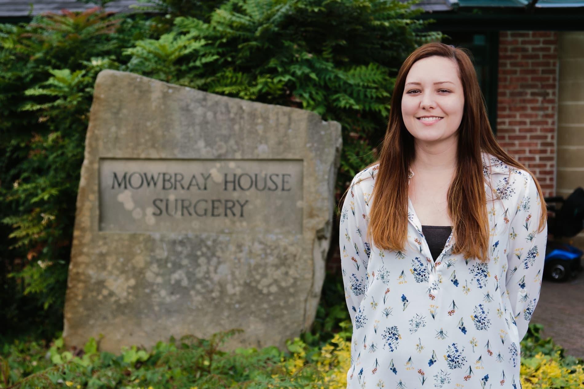 Emily Iliadis, outside of Mowbray House Surgery