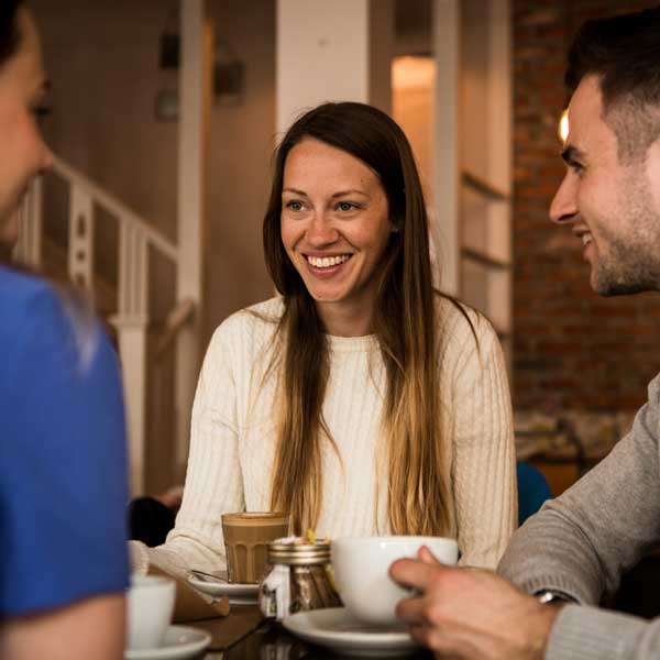 Students drinking coffee