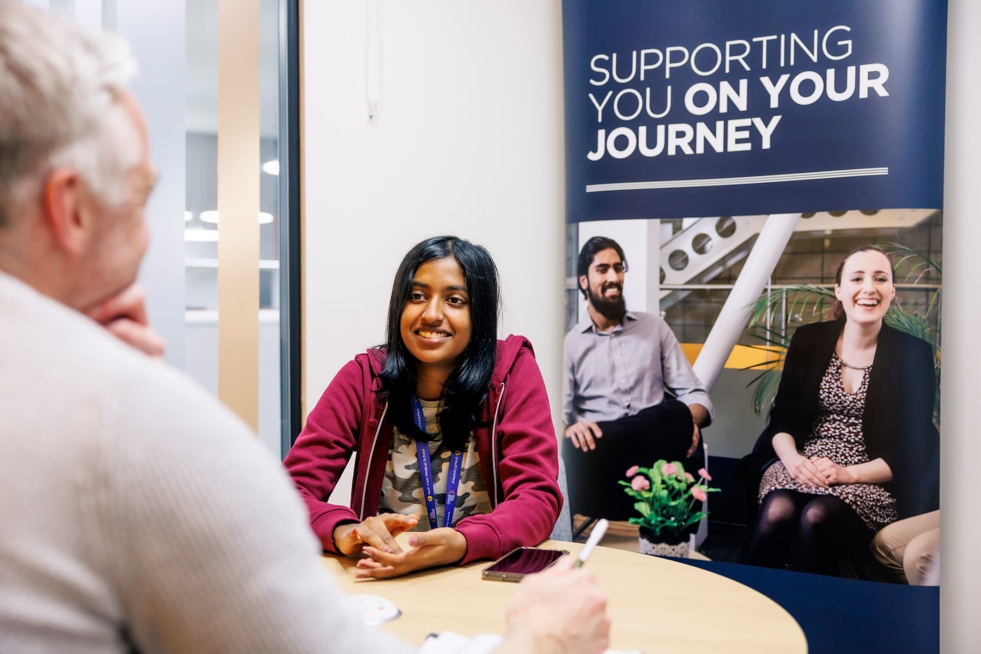 A Hull York Medical School student in a support session