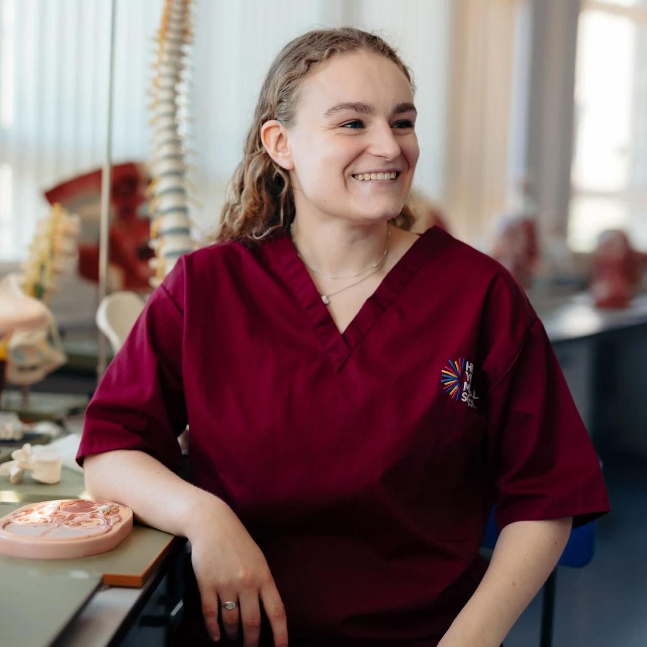 A Clinical Anatomy student in a teaching laboratory