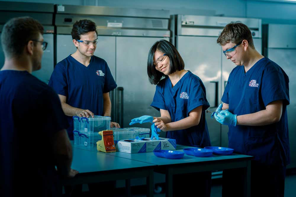 Clinical Anatomy students preparing for dissection