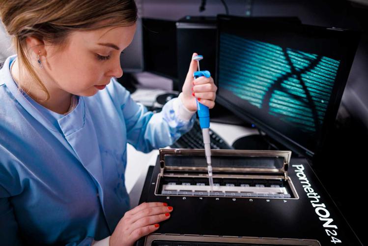 A researcher in the skin laboratory using the Promethion