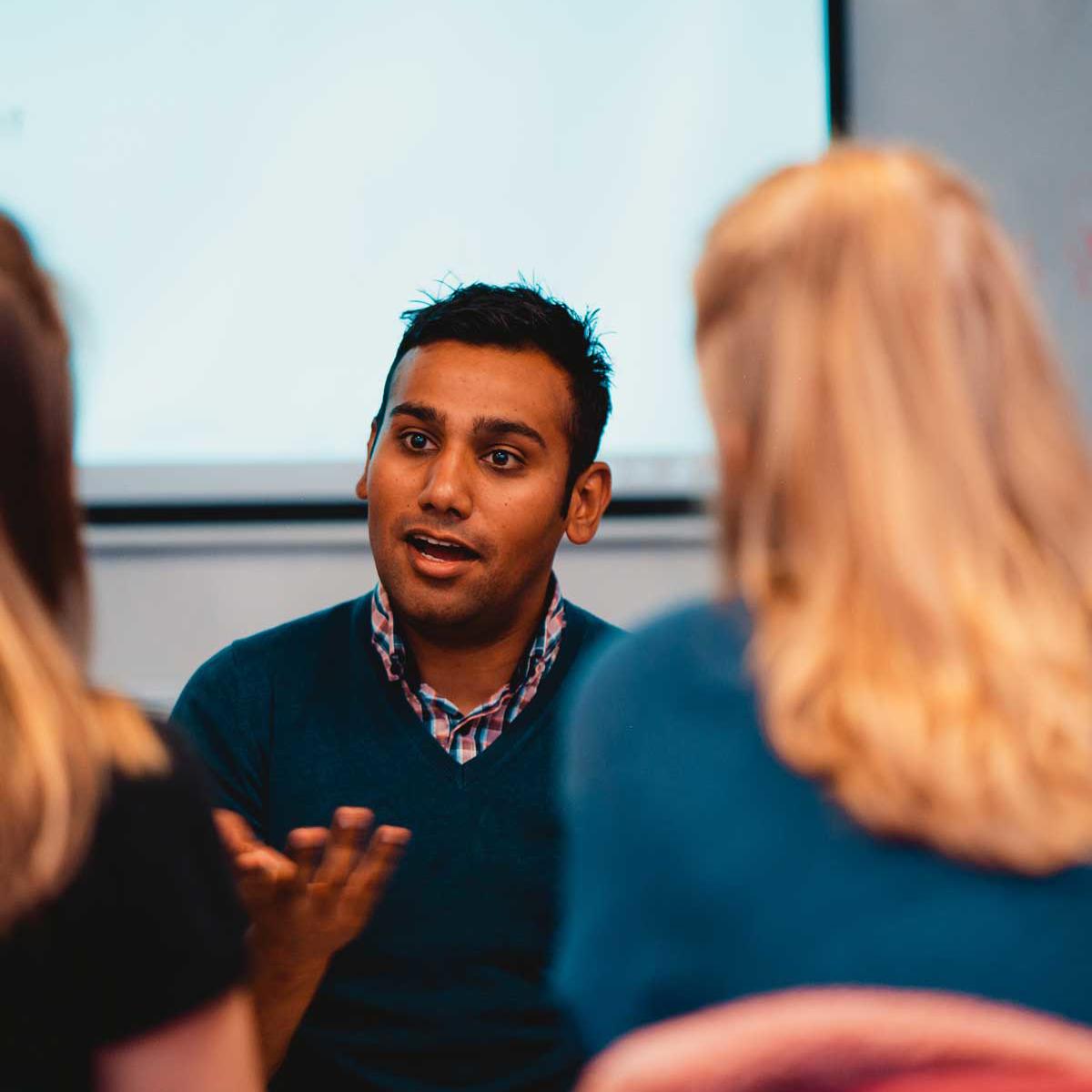 Health Professions Education students in discussion