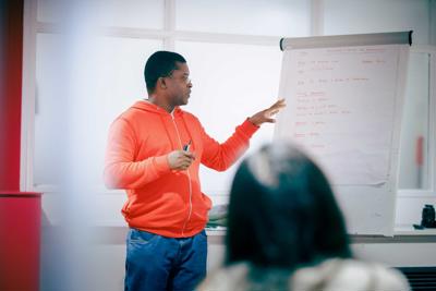 Health Professions Education student doing a presentation