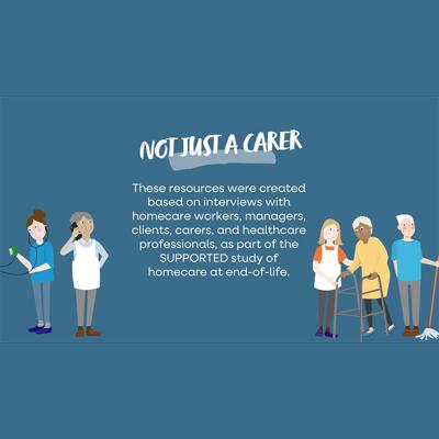 Screenshot of an animation reading 'not just a carer'